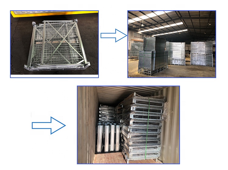 Customized Collapsible Warehouse Stillage Wire Mesh Pallet Cage