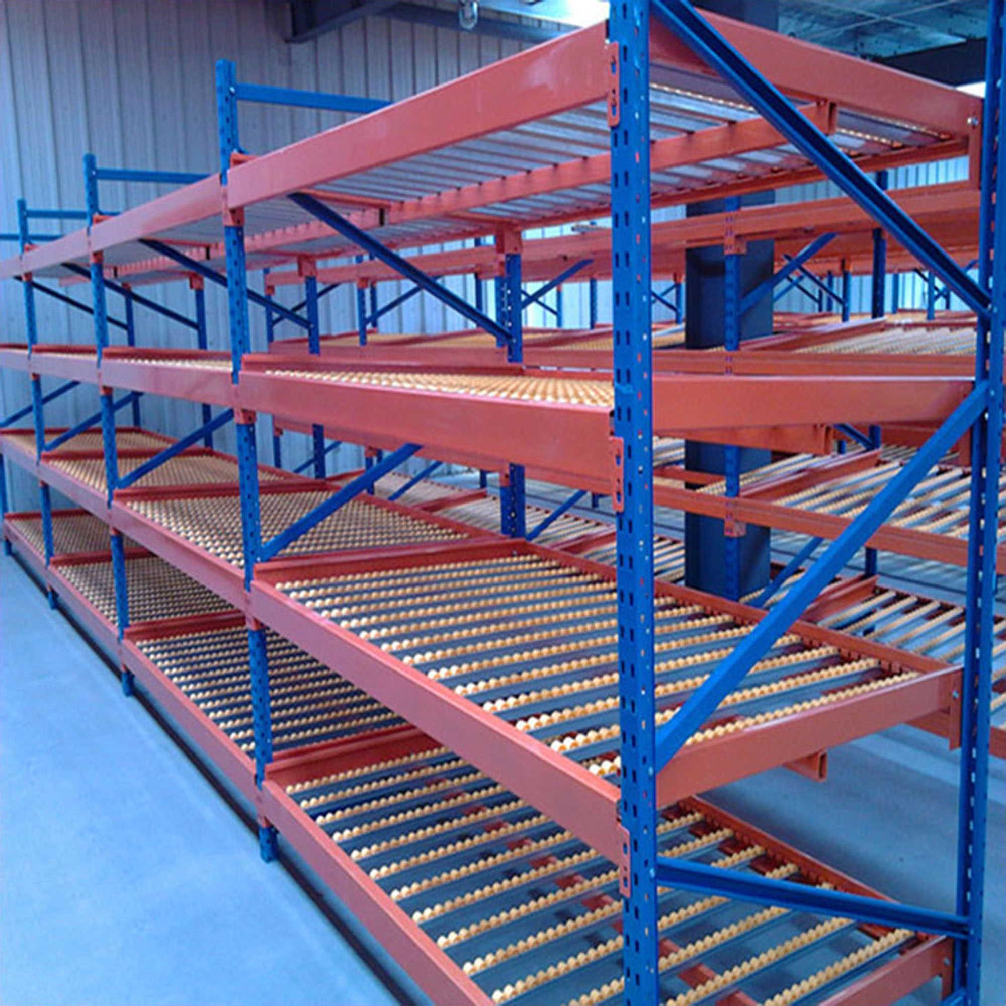 Industrial 5-Layer Adjustable Height Roller Racking Shelf Corrosion Protection Metal Rack for Garage Warehouse Use Fluent