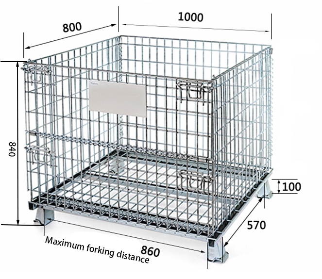 Galvanized Coated Wire Mesh Stacking Pallet Warehouse Foldable Wire Container