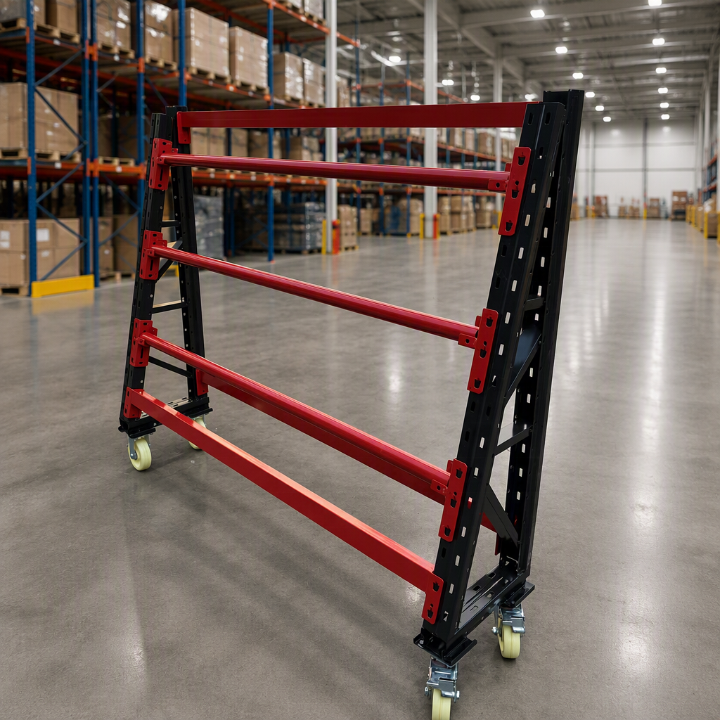 Customized Medium Duty Metallic Roller Rack with Wheels 3-Layer Adjustable Height Storage Rack for Industrial Use