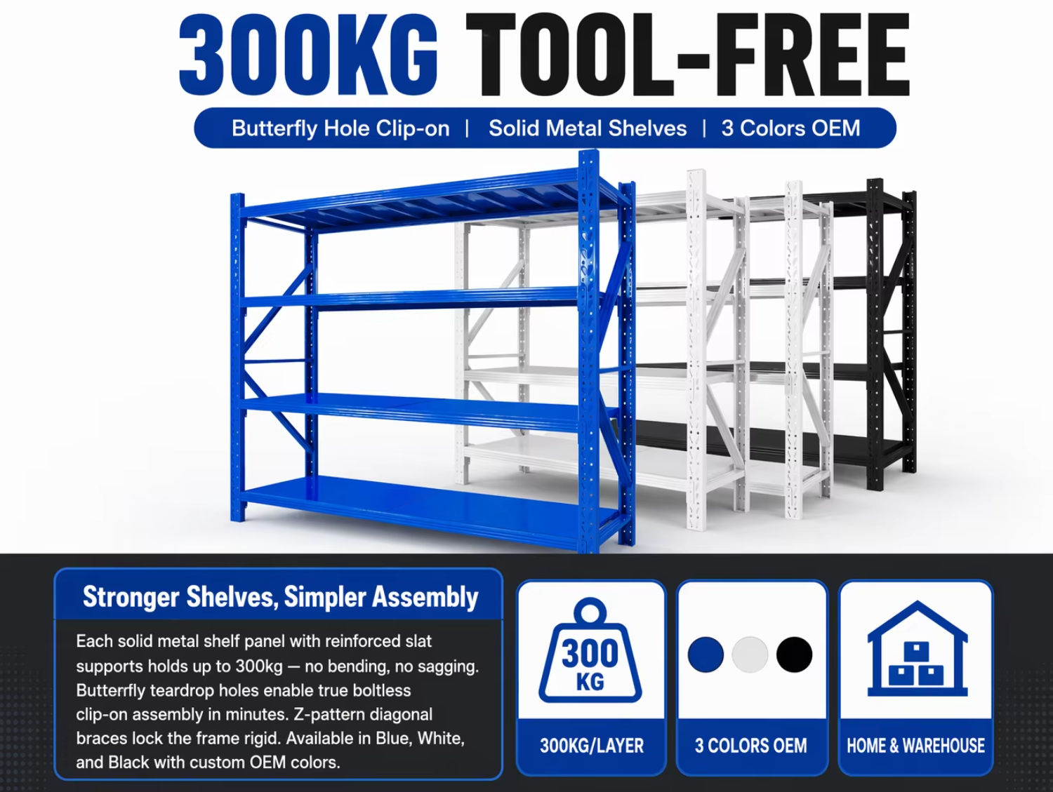 Heavy Duty Industrial Shelving Unit 4 Tier Metal Storage Rack Adjustable Warehouse Shelving Garage Shelves Boltless Black