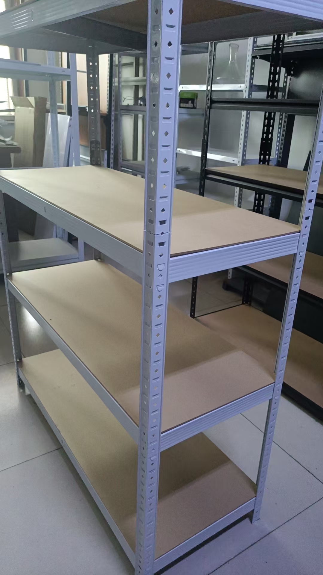 Factory Price Mdf Rack Steel Storage Shelf Racks Heavy Duty Warehouse Shelves Boltless Rivet Rack Easy Assemble