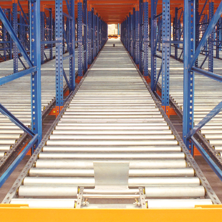 Quality Assured ISO/CE/RoHS Certified High-Capacity Q235b Phosphorized Gravity Roller Shelf Pallet Gravity Flow Racking System
