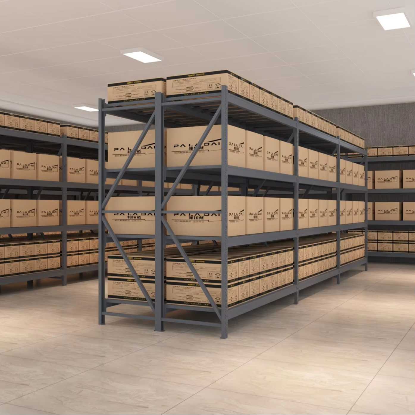 RD-33# Q235 Steel Multilayer Storage Rack Medium Duty Tier Adjustable Powder Coated Multi-Level Rack For Heavy Weight Cargo