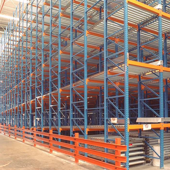 Steel Heavy Duty Large Load Capacity Gravity Pallet Racking System for Food Beverage Warehouse Storage