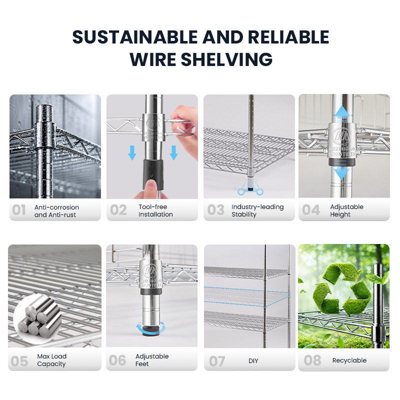MZG ODM Factory Industrial Warehouse Parts Metal Heavy Duty Storage Organizer Rack Wire Shelving Systems with Wheel