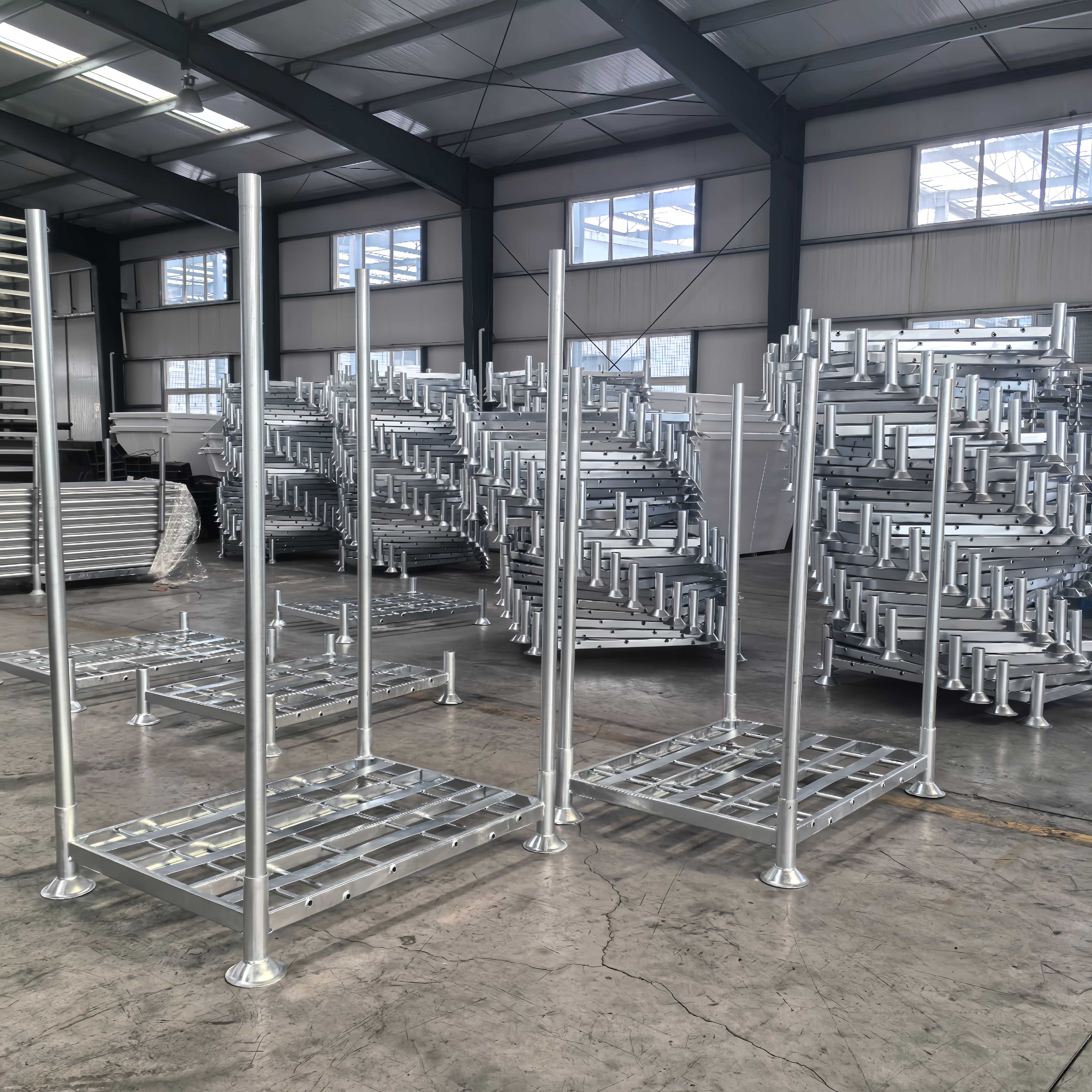 Dip Galvanized Industrial Storage Logistic Equipment Pallet Rack Warehouse Stackable Post Pallet Metal Pallet