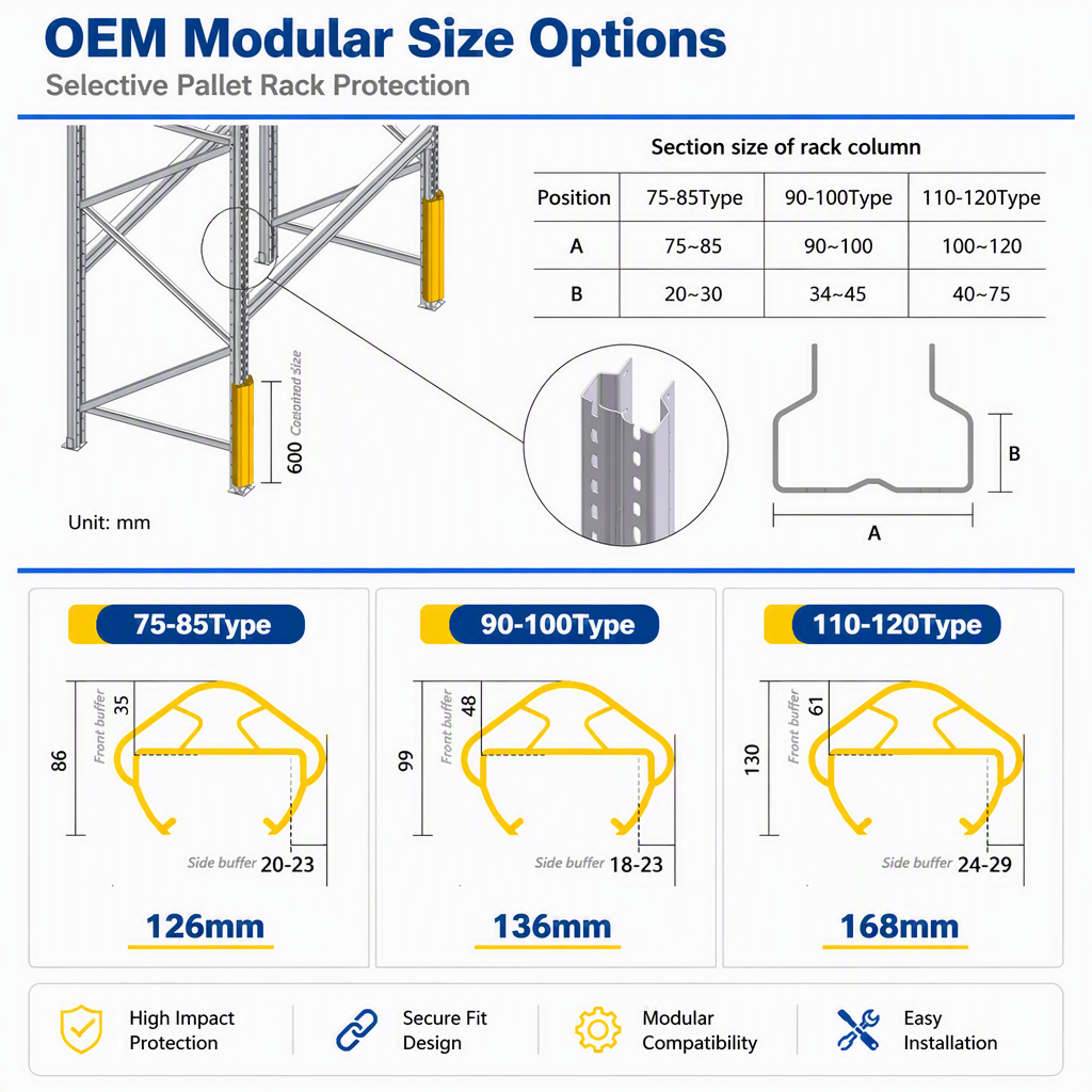 Rack Upright Protector Pallet Rack Polymer Anti-Collision Guardrail Corrosion Resistant TUV Certified 3 Tonne Load Capacity