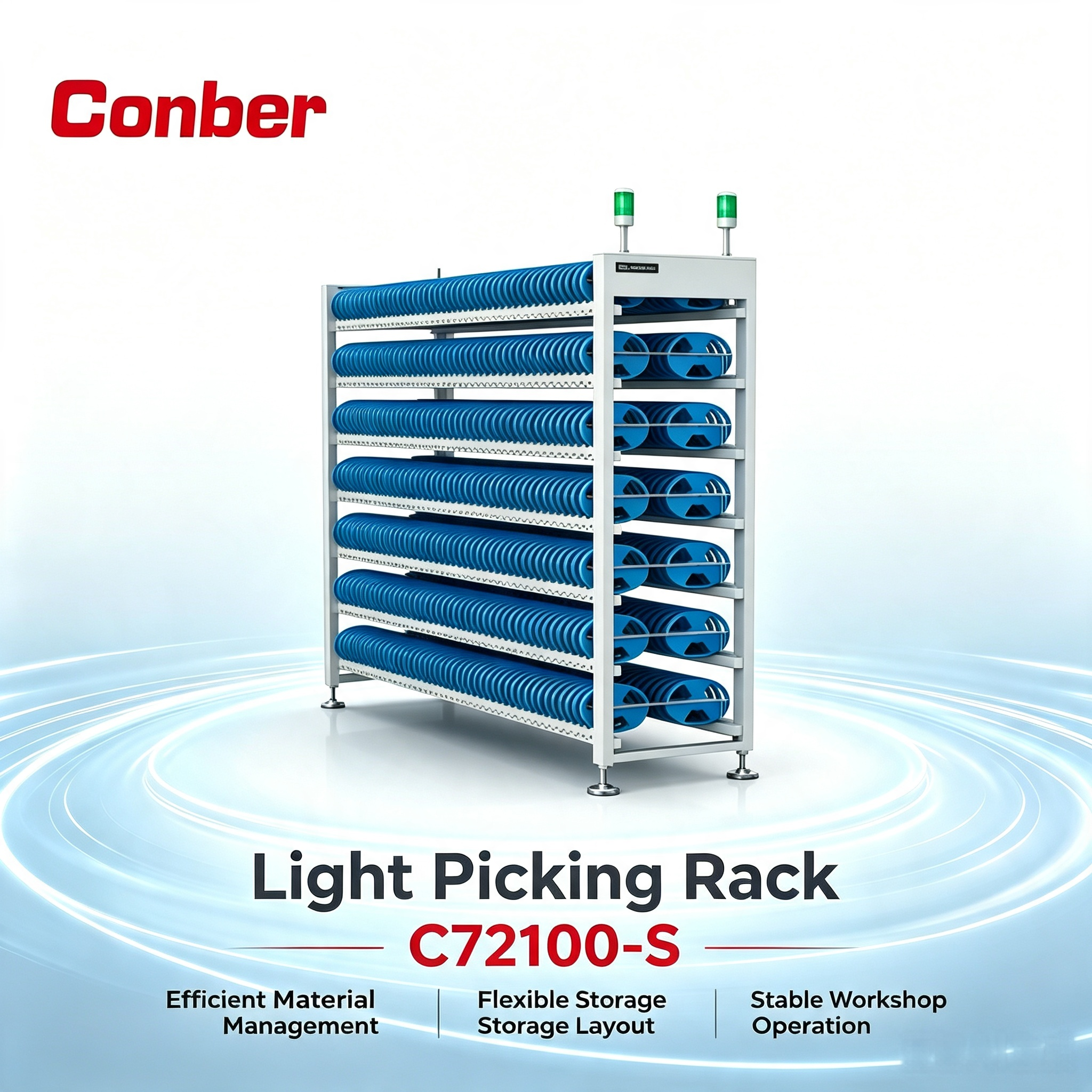 Conber Smart Pick To Light SMT Reel Storage Rack With Multi-color LED And Motor Core For Electronic Component Reel Warehouse