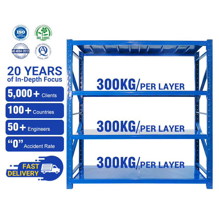Durable Compact Powder Coated Steel Light-Duty Warehouse Rack with Adjustable Shelf Height for Small Parts Storage