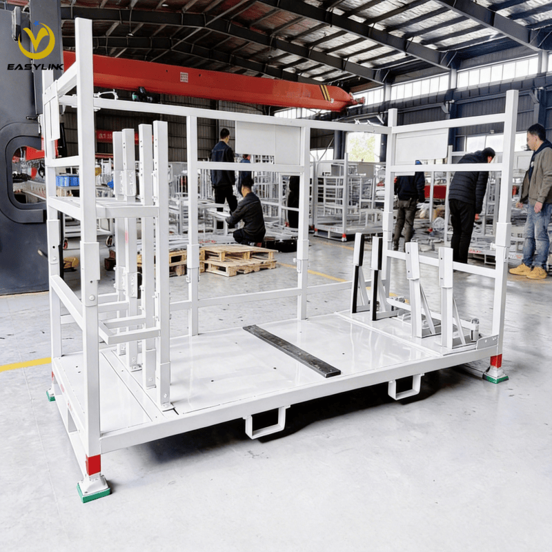 Easylink-Customized Foldable Single Pallet Steel Stillages Powder Coating for Outdoors for Warehouse Storage Stacking Racks