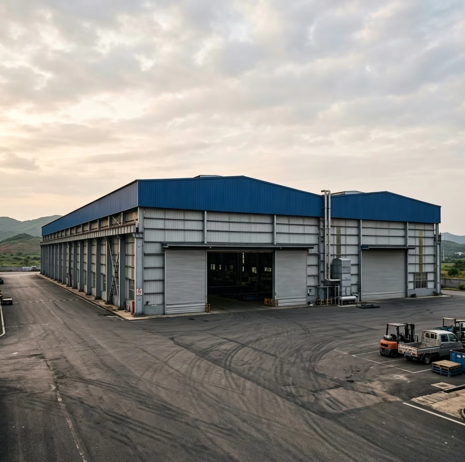 High Bay Galvanized Steel Structure Workshop Warehouse Interior Multi Tier Pallet Racking Central Aisle Prefab 3PL Fulfillment