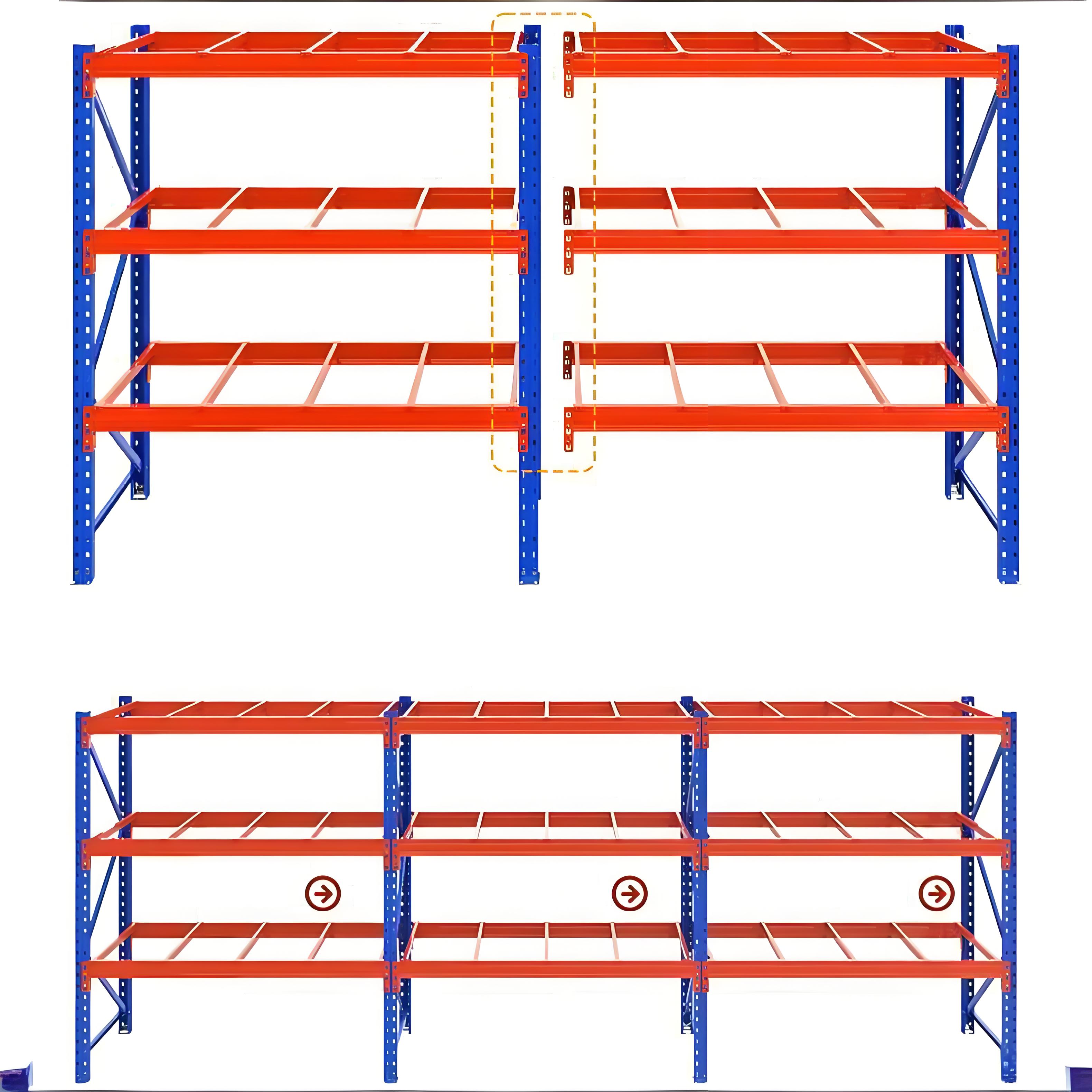 Wholesale Heavy-Duty Rack Warehouse Racks Beam Rack Heavy Duty Pallet 5 Layers 3000KG Triple Support Storage Solution
