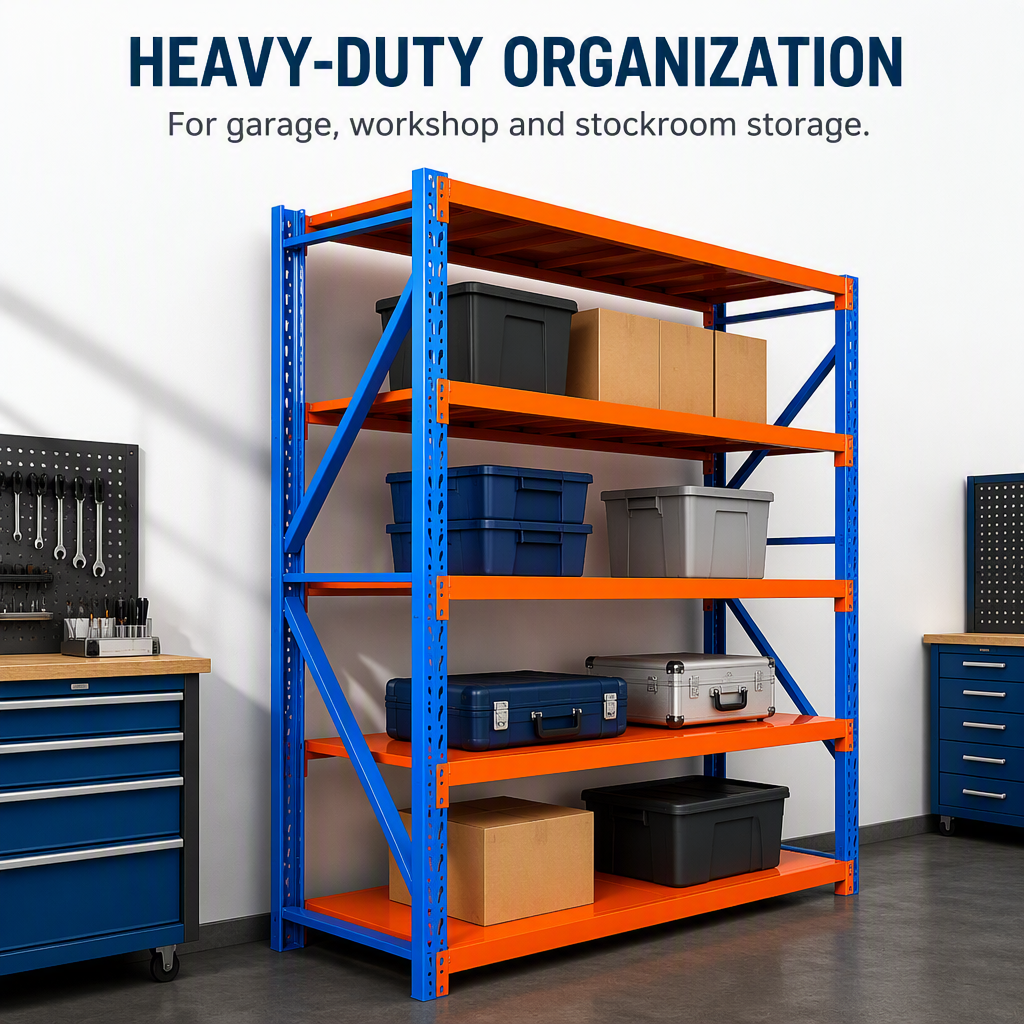 HUAWU Steel Boltless Shelving Rack 2000x600x2000mm 4-Layer 200kg Per Layer Medium Duty Industrial Storage System