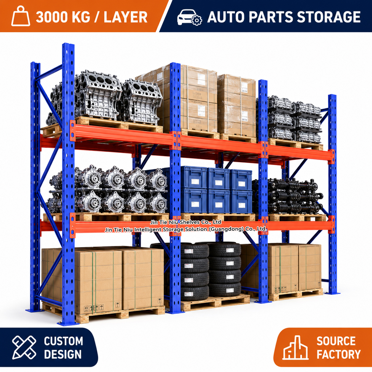 200-4000KG Selective Pallet Racking Heavy Duty Warehouse Rack Custom Size OEM Manufacturer