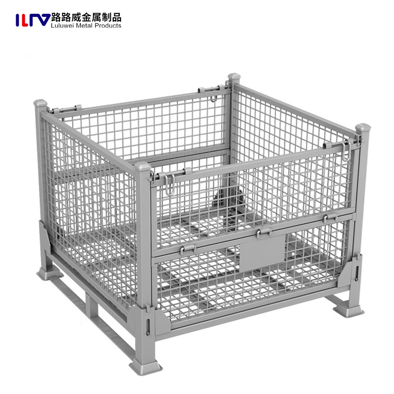 Powder Coating Galvanized Steel Pallet Box Cage Storage Welded Wire Mesh Cage