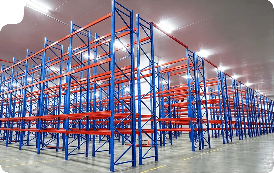 High-density pallet racking in a cold storage warehouse