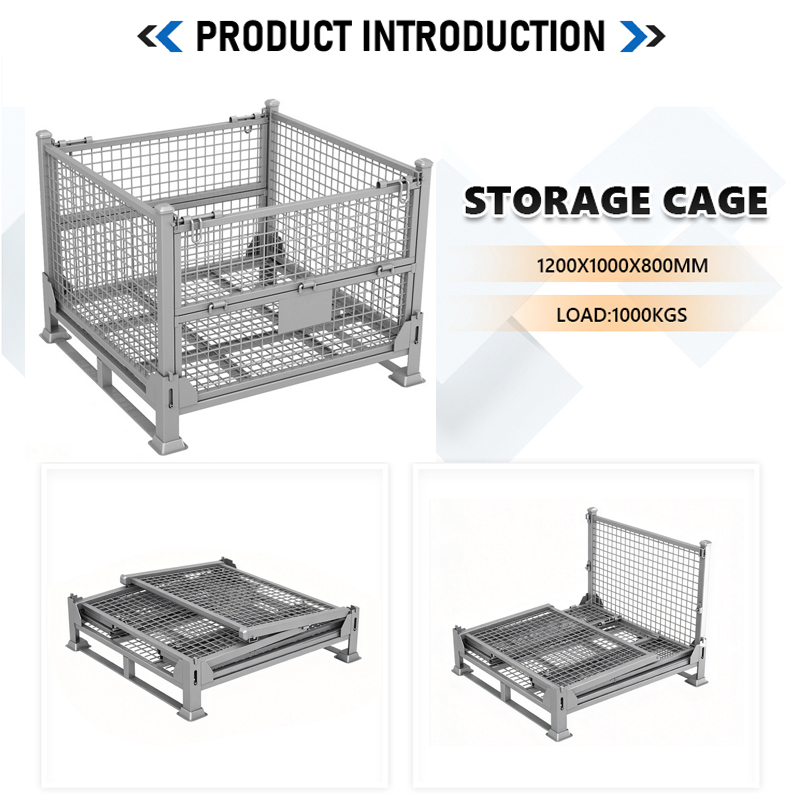 Powder Coating Galvanized Steel Pallet Box Cage Storage Welded Wire Mesh Cage
