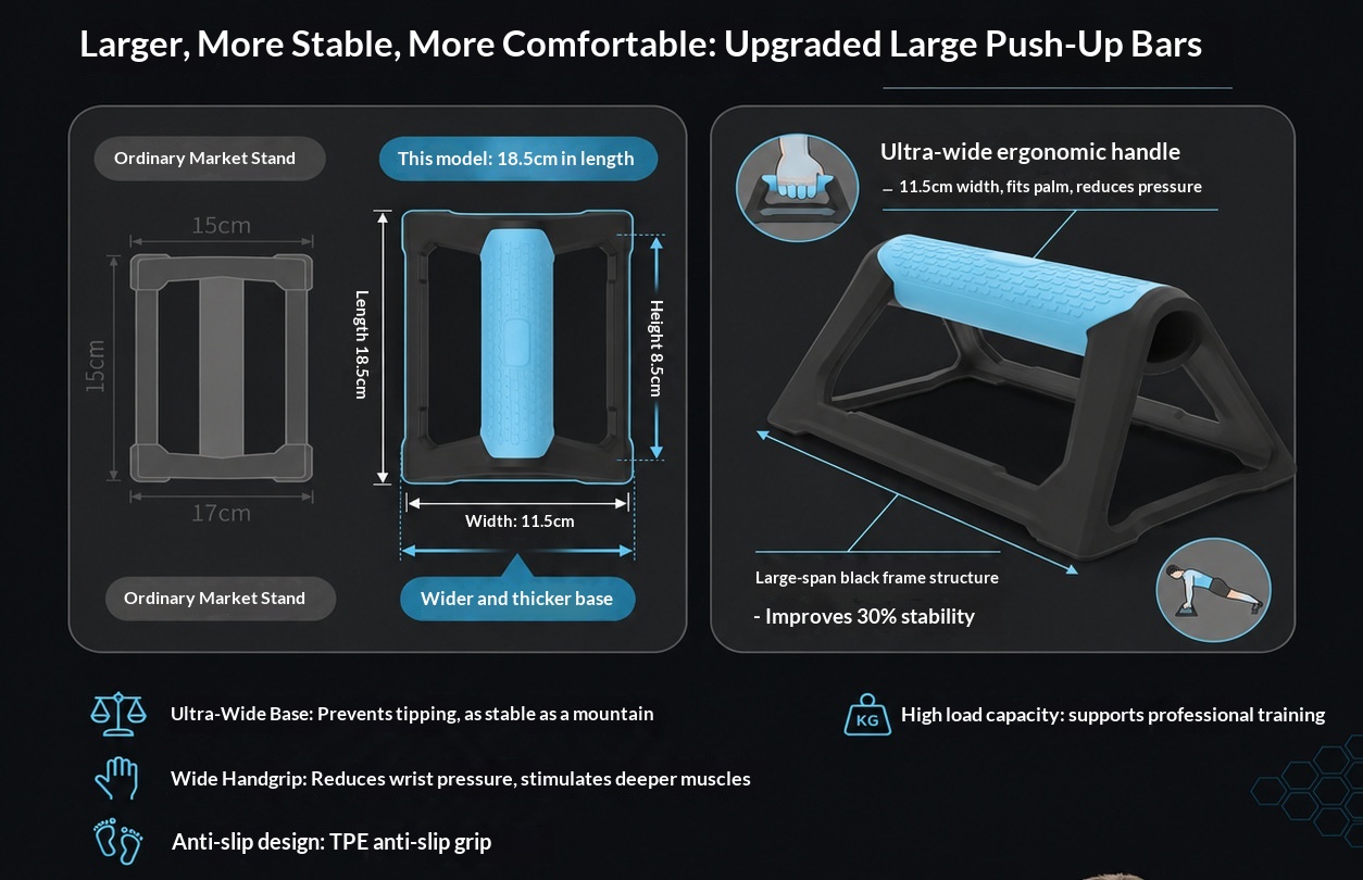 H-shaped Push-up Rack Training Stand Multi-functional I-beam Design No Installation Required Home Gym Equipment for Bodybuilding