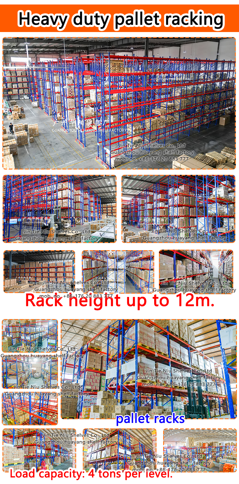 Stackable Storage Rack Pallet Racking Systems Warehouse Equipment 1000KG 2000KG 3000KG Pounds Tons