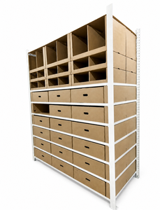New Arrival T-Type American Slotted Angle Shelving with Drawer Boxes for Small Parts Sorting Warehouse Storage