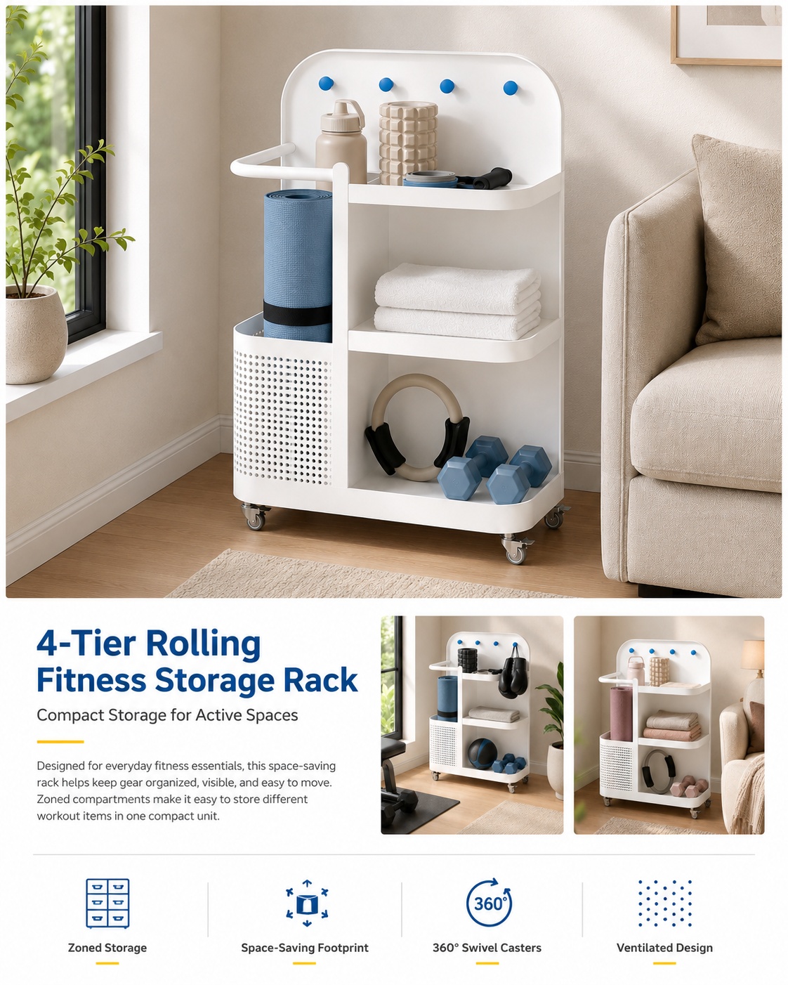 Wheeled Sports Equipment Storage Rack Showcase 1