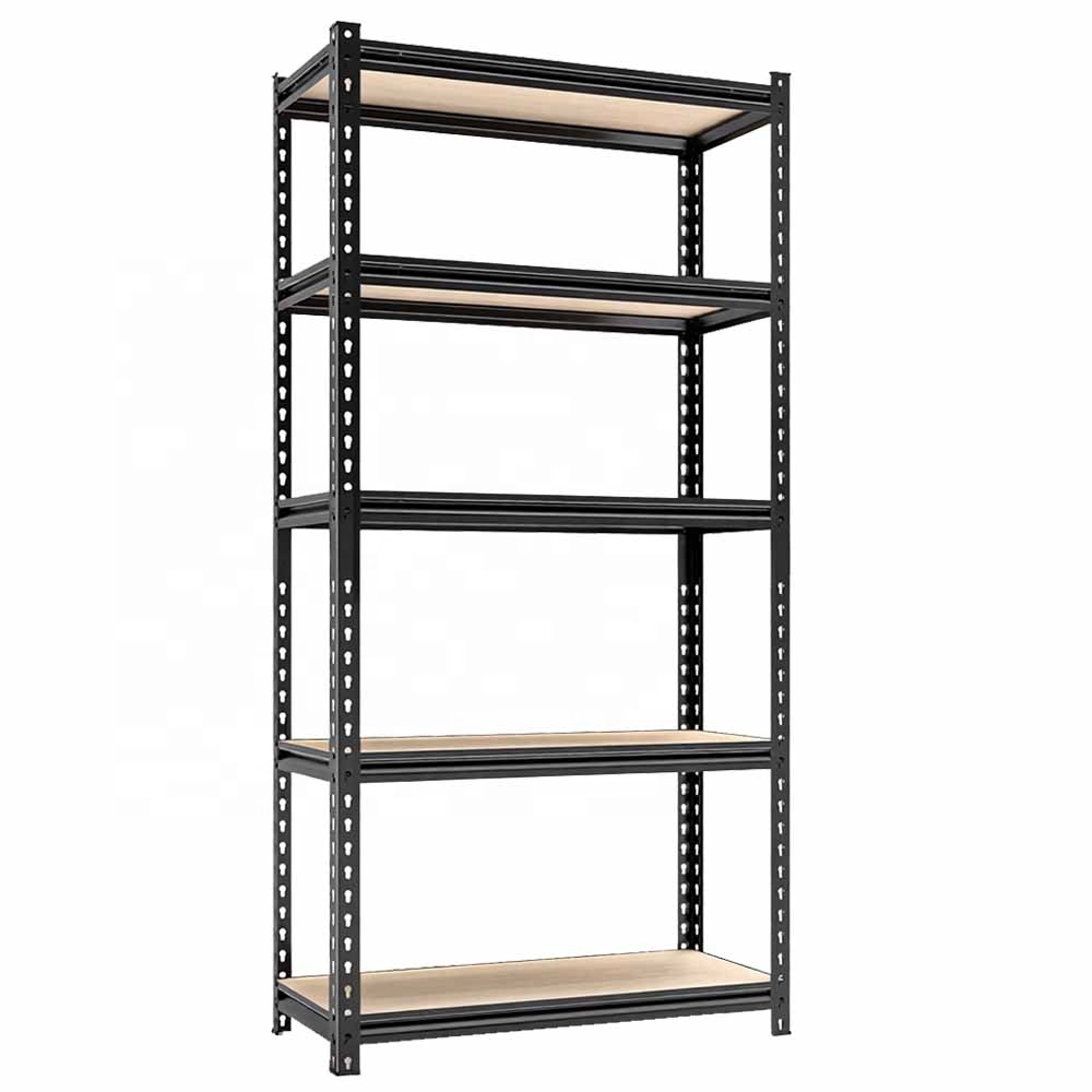 60" H X28 W X12 D 5-Shelf Rack Industrial Steel Adjustable Heavy-Duty Tall Shelving Units Black Boltless Racking Warehouse Use