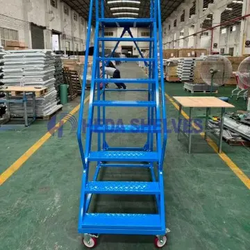 Industrial warehouse mobile ladder cart