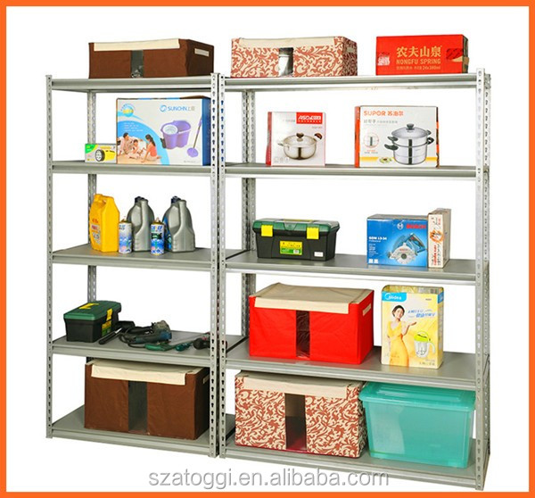 5 Layer Steel Slotted Angle Shelving Sheet Metal Storage Rack with MDF Shelves Corrosion Protection