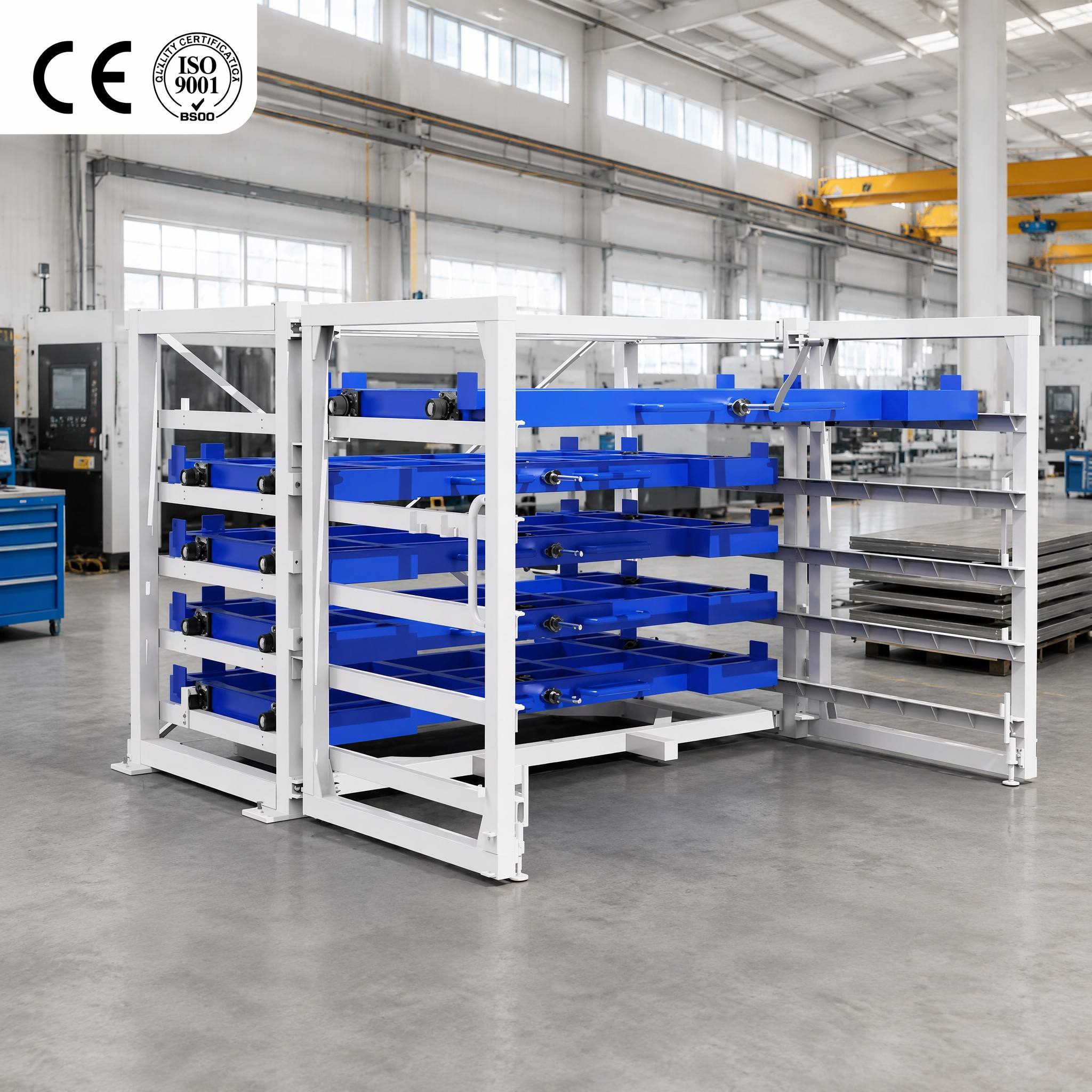Industrial Heavy Duty Customizable Foldable Corrosion Resistant 8-Layer Powder Coated Carbon Steel Warehouse Rack Cantilever
