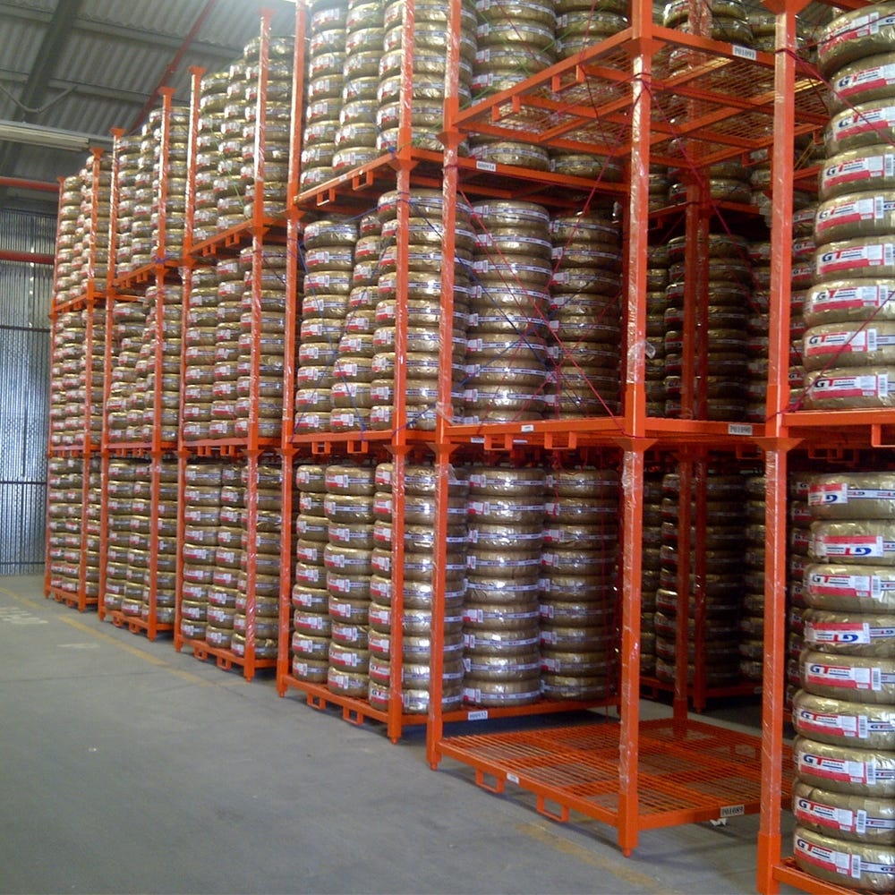 Customized Warehouse Heavy Duty Portable Rack Metal Spare Steel Detachable Stackable Pallet Tire Storage System 1000KG Powder