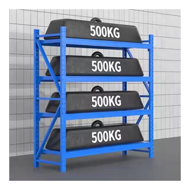 500kg Adjustable Boltless Steel 4-Tier Medium-Duty Wide-Span Shelving System for Garage Storage Cabinets