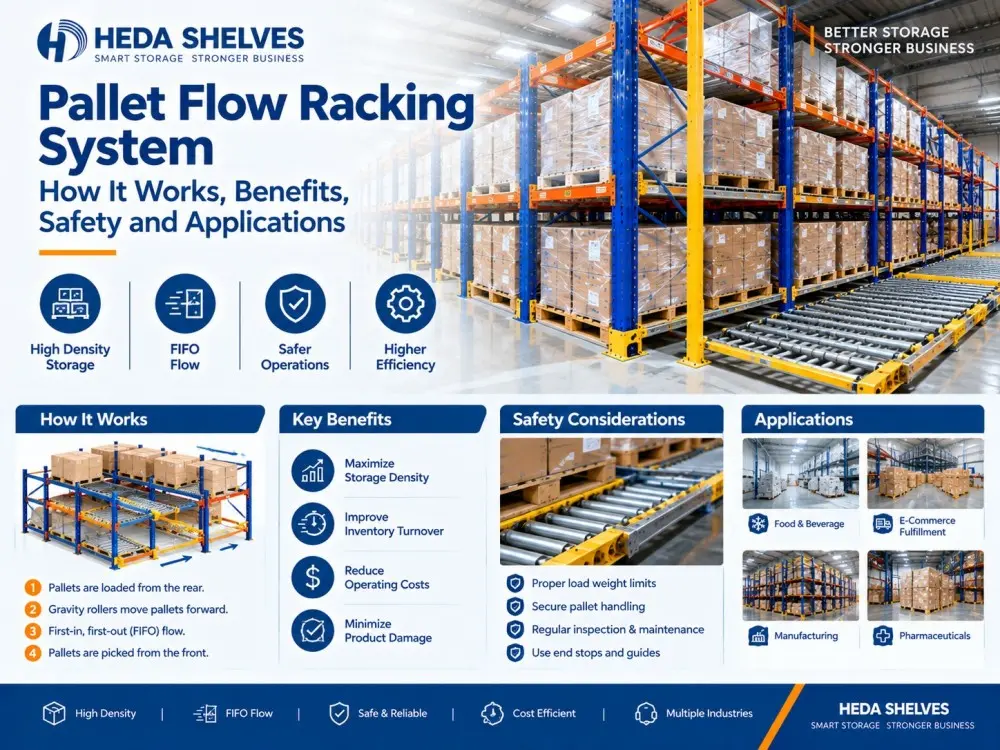Gravity pallet flow racking working principles and speed controllers