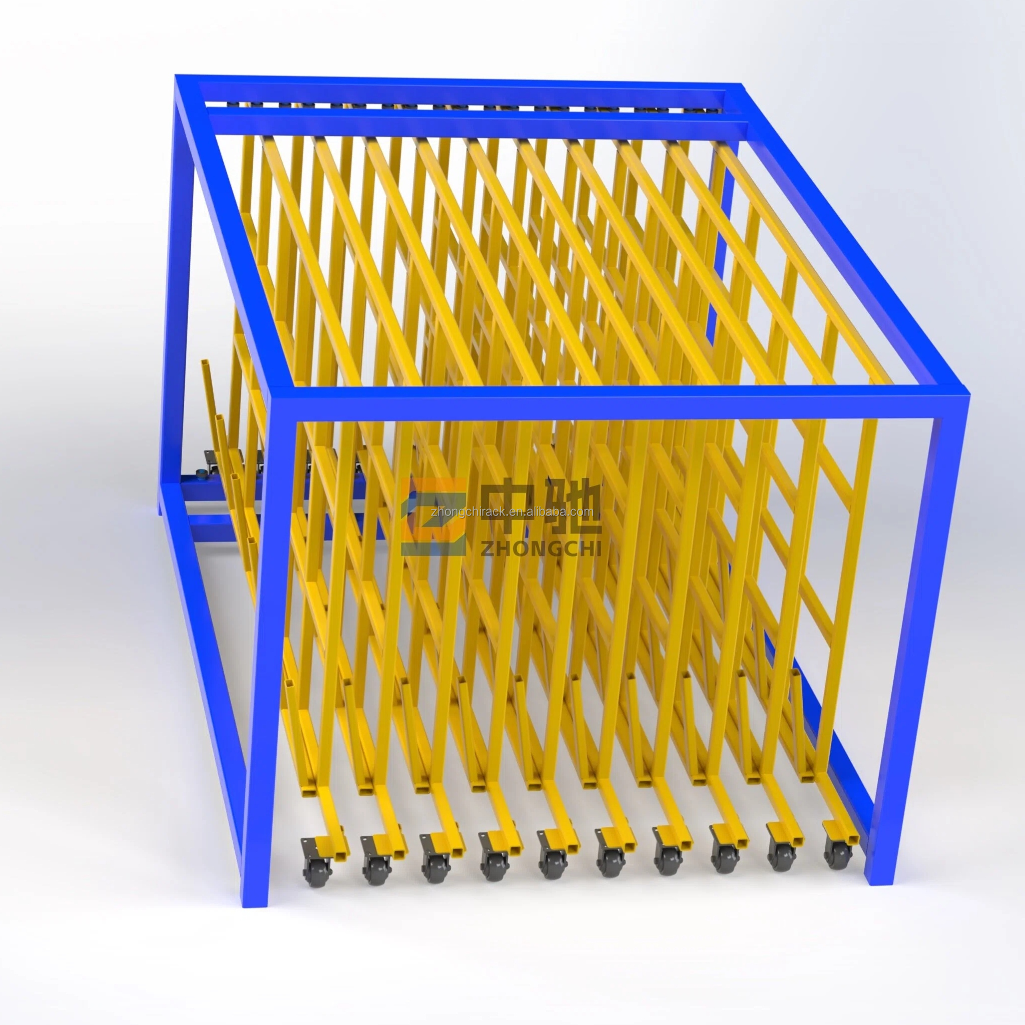 Heavy Load 8-Layer Adjustable Vertical Roll Out Sheet Rack with Wheels for Steel Aluminum and Panel Material Storage