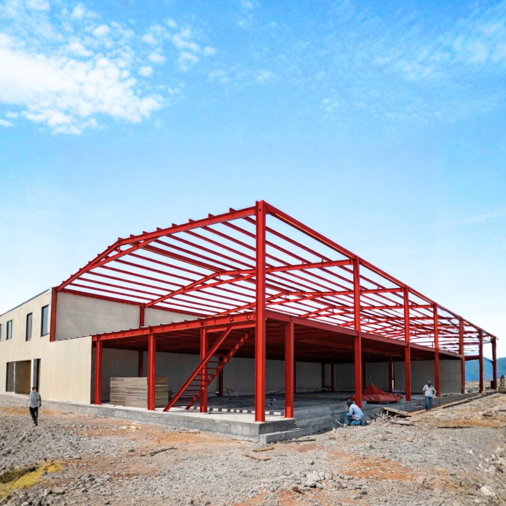 1000sqm Quick-build Prefabricated Steel Structure Warehouse High-strength Wind-resistant Industrial Metal Workshop Shed
