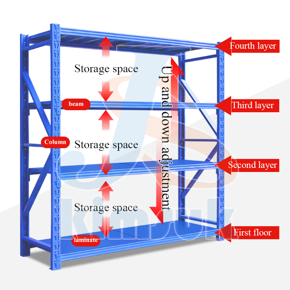 Boltless Adjustable Heavy Duty Load-Bearing 500kg/Layer Steel Racks Warehouse Industrial Stack Storage Racking Shelving System