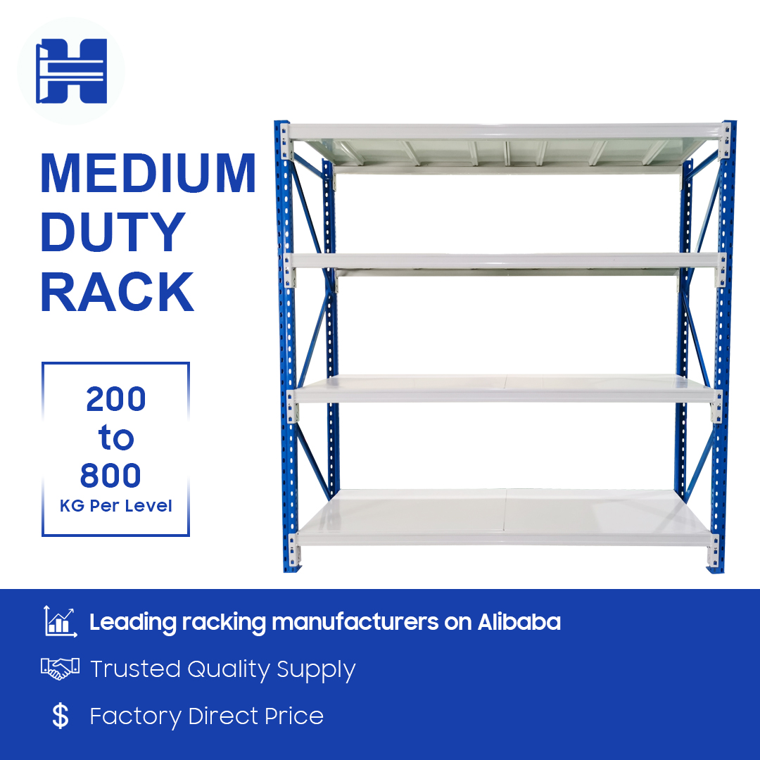 Long Span Wide Span Medium Duty Shelving Steel Warehouse Storage Racking System Industrial