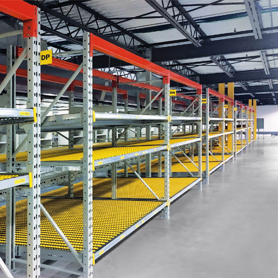 High Density Heavy Duty 5 Cold Rolled Steel Powder Coated Flow Rack Warehouse Storage Carton Pallet Gravity Shelves Customized